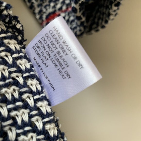 Sahara Cardigan Jacket Sze M / L Navy Blue & White Cotton Blend Draped Oversized - Picture 10 of 12